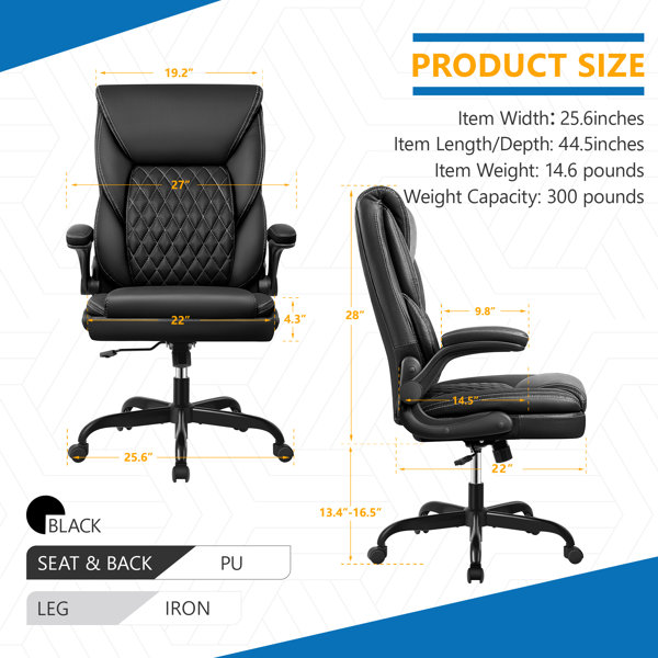マア・サラーマ Latitude Run® Marama Ergonomic Leather Office Chair with Flip-Up